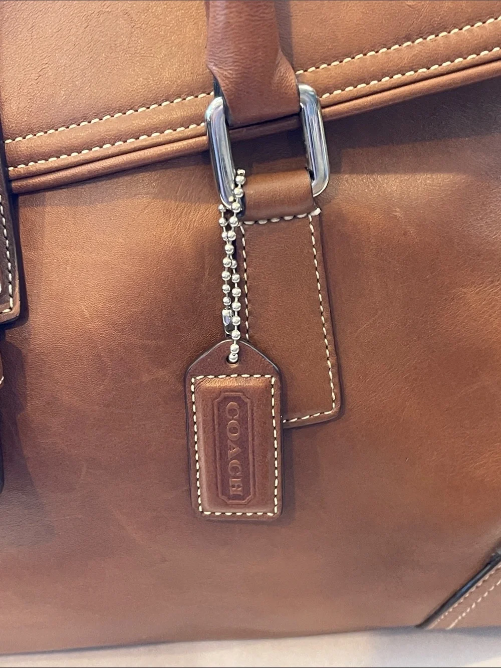 Coach LG Burnished Caramel Tan Leather Soho Buckle Flap Tote Bag Purse Satchel